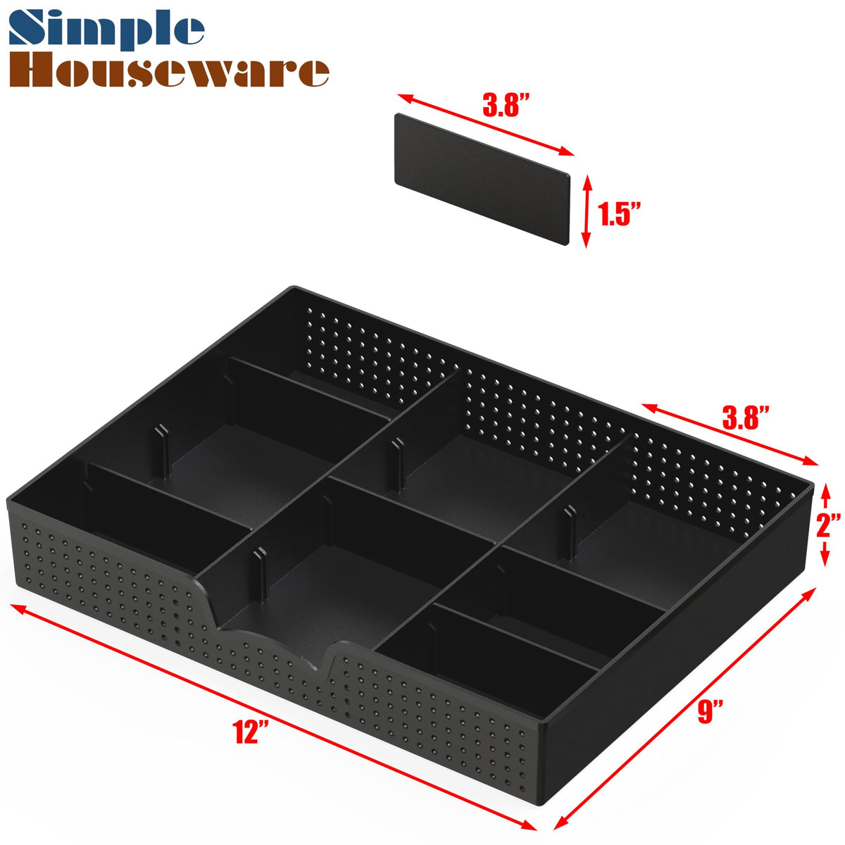 Black 9 Compartment Drawer Organizer Tray W3880