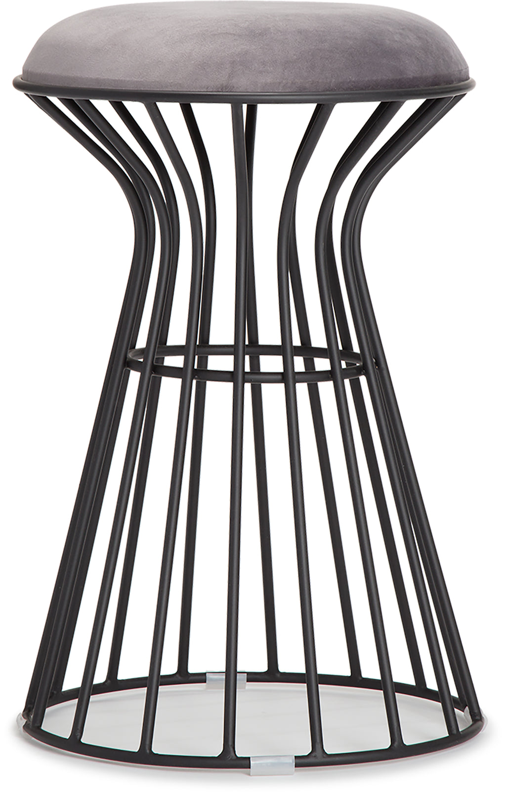 Black and Gray Velvet Vanity Stool E98516