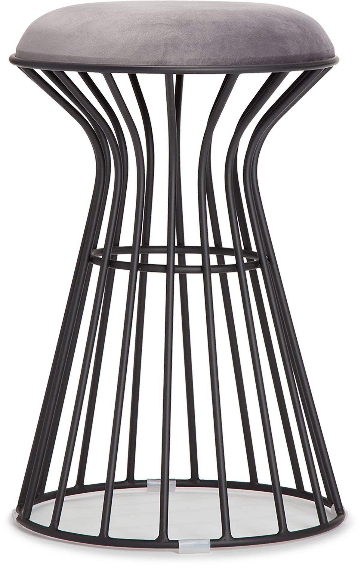 Black and Gray Velvet Vanity Stool E98516