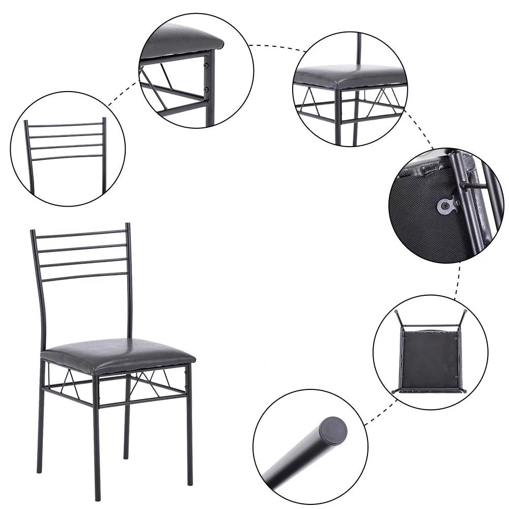 5 Pcs Black Glass Top Dining Set S492850