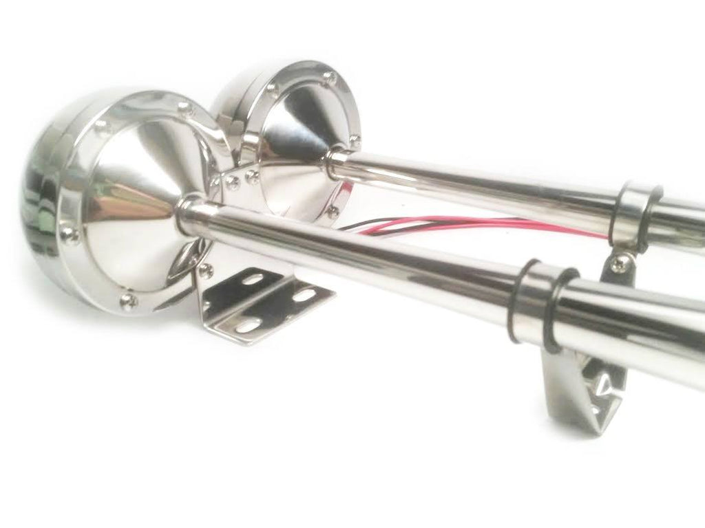 Stainless Steel Dual Trumpet Horn 12V H104