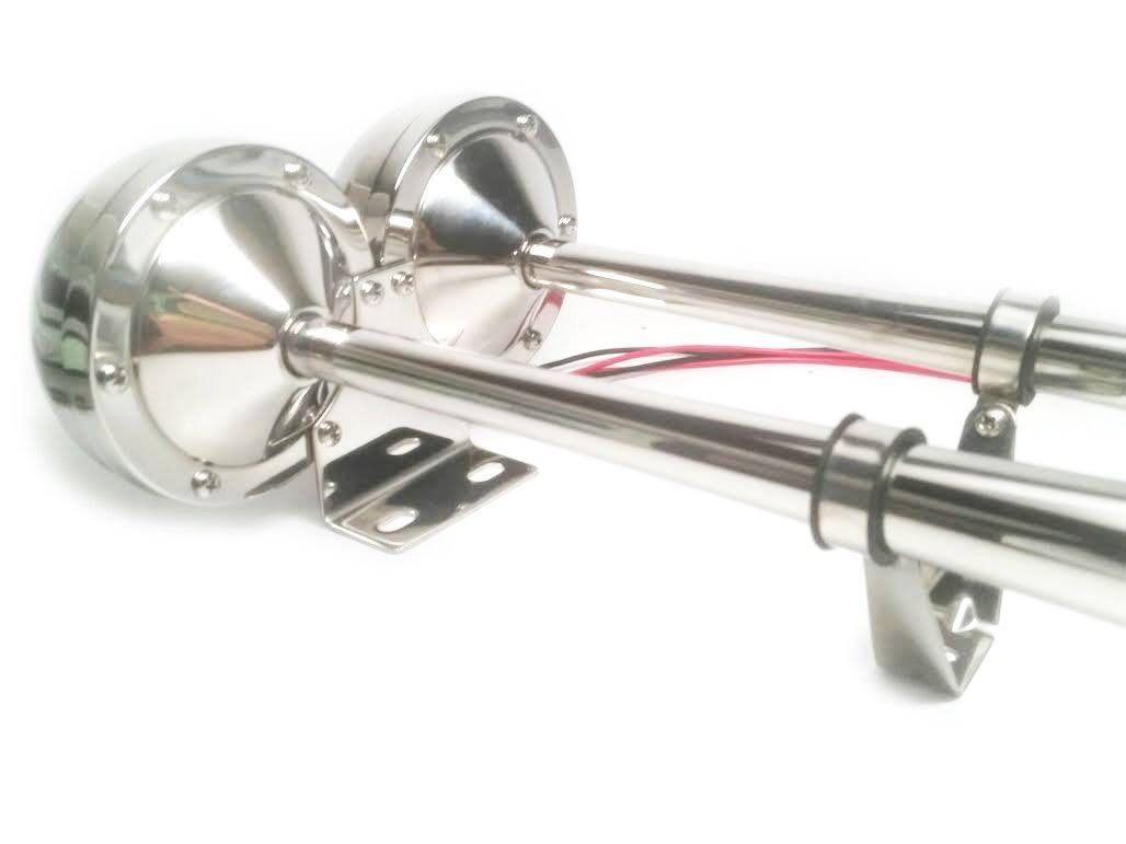 Stainless Steel Dual Trumpet Horn 12V H104