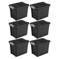 7.5 Gallon Storage Totes with Latch Lids, Black 6 Pack E67647