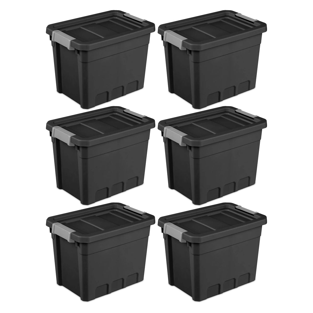 7.5 Gallon Storage Totes with Latch Lids, Black 6 Pack E67647