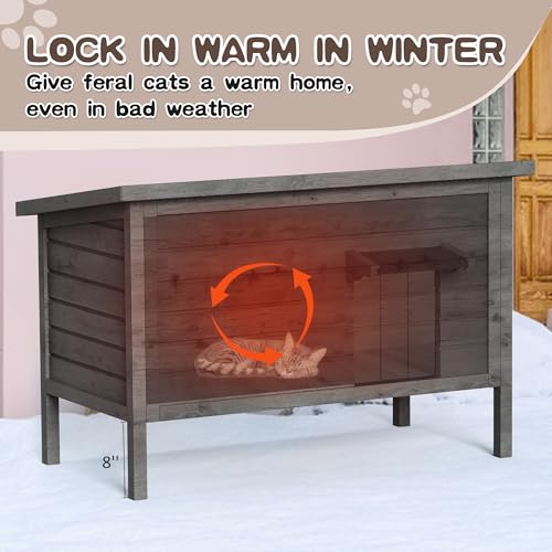 Outdoor Cat House Fully Insulated Wooden Weatherproof 34.4" L x 21.7" W x 27.2" H N859041