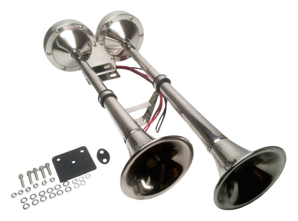 Stainless Steel Dual Trumpet Horn 12V H104