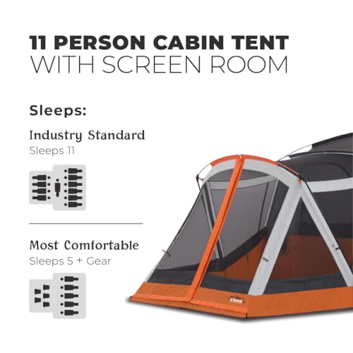 11 Person Family Cabin Tent with Screen Room and Carry Bag S838225