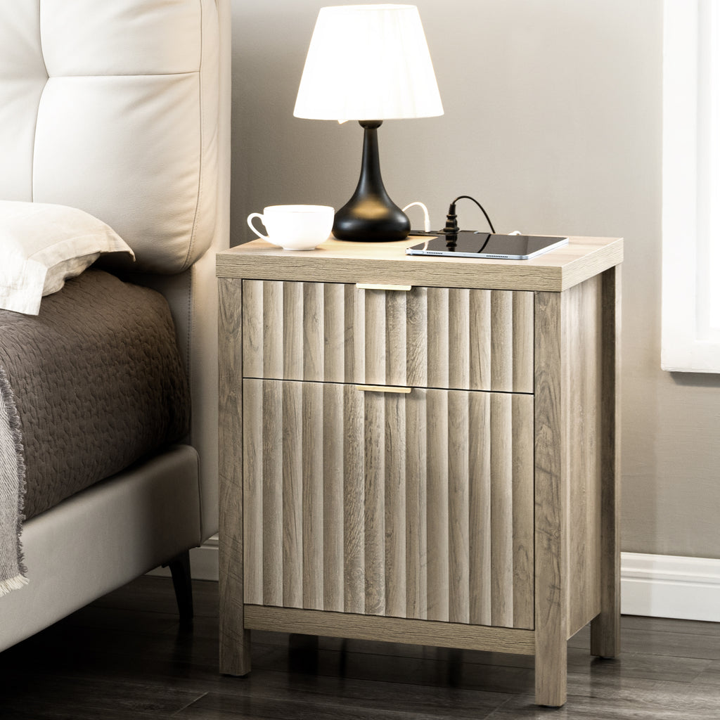 Set of 2 Nightstands with 2 Drawers Y5402