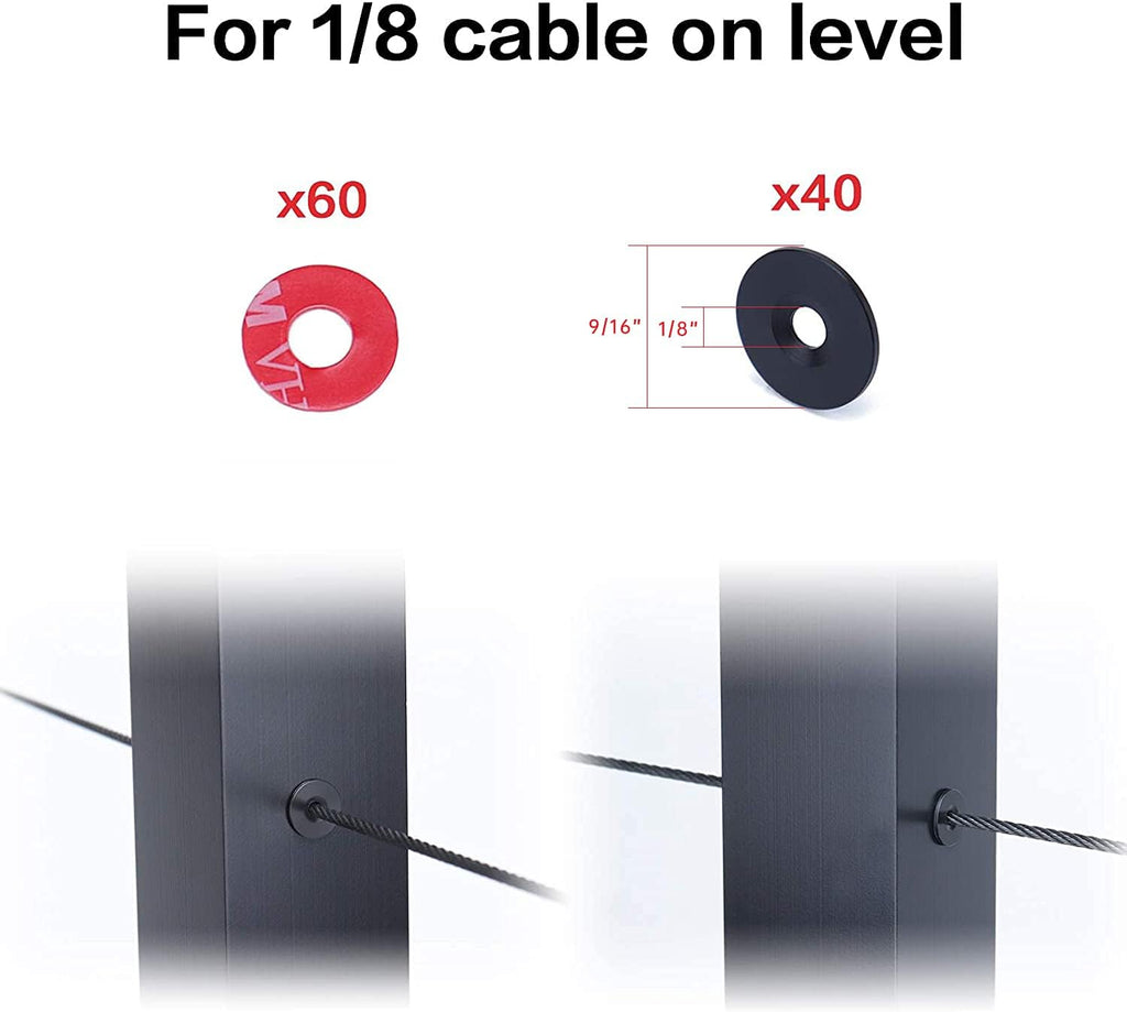 40 Pack Black POM Cable Railing Protector Sleeve Grommet W248