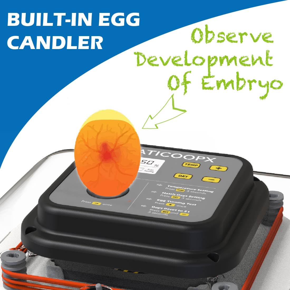 30 Egg Incubator with Humidity Display, Automatic Egg Turner I472