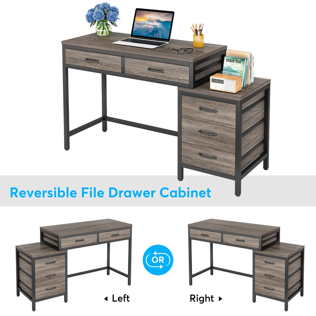 Computer Desk with 5 Drawers and File Cabinet K6154