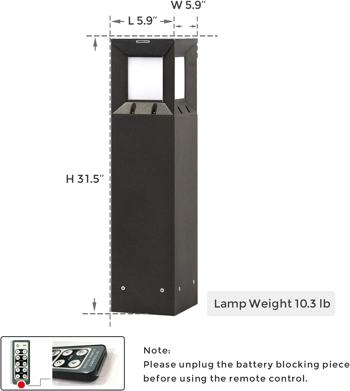 32 Inches Solar Landscape Path Light with IP54 Waterproof 3000K LED Outdoor Bollard Lighting O549773