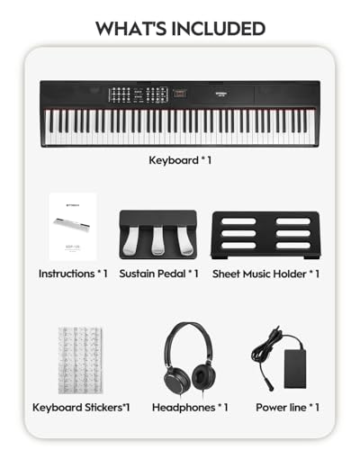 88 Keys Weighted Hammer-Action Digital Piano with Stand & Sustain Pedal X951927