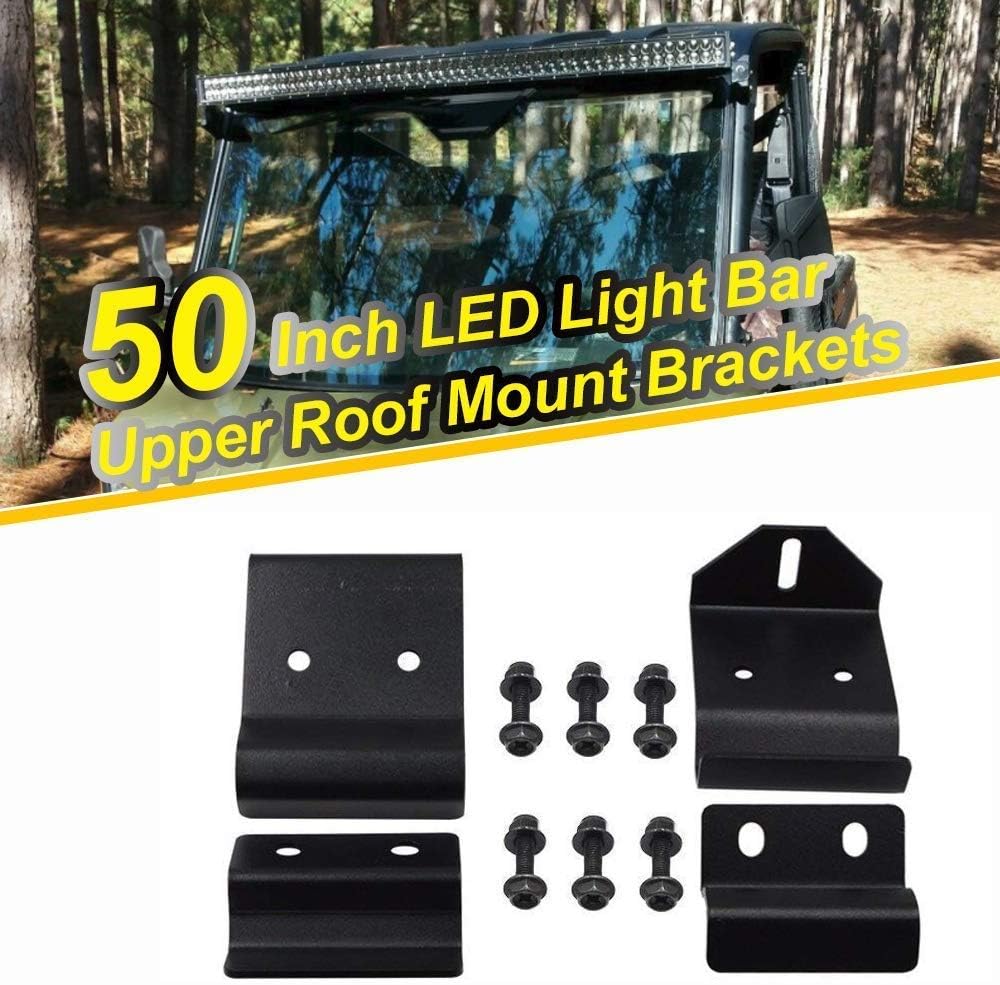 LED Light Bar Mount Windshield Kit 50 288W Curved Front Pillar Side 2x 18W 3 Cube Lights Brackets w/ 2x Wiring Kit Full Size Pro-Fit Cage Upper For 2013-2021 Polaris Ranger XP 1000 900 570 P3205