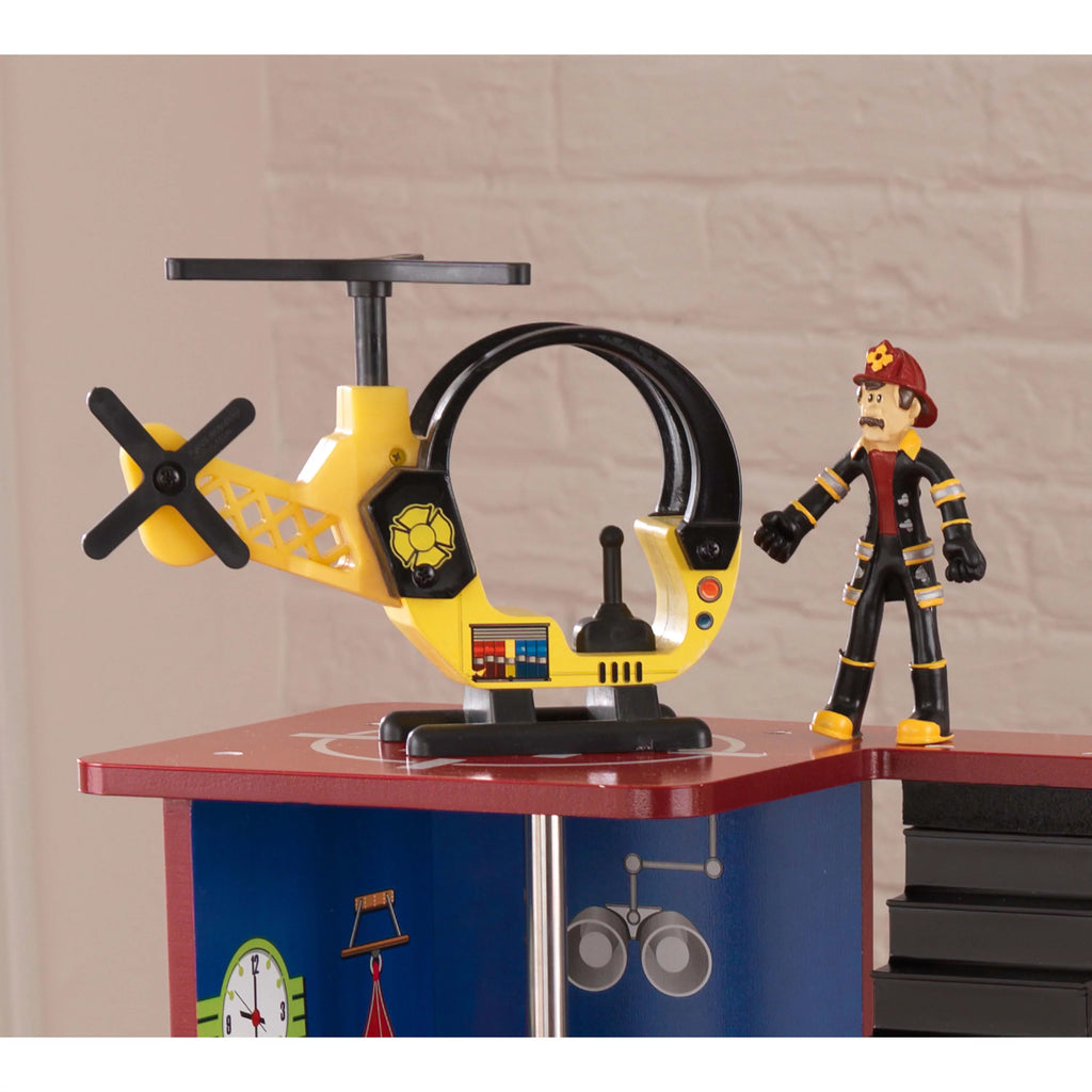 Wood Rescue Play Set with Ambulance, Fire Truck, Helicopter & 27 Pieces I241937