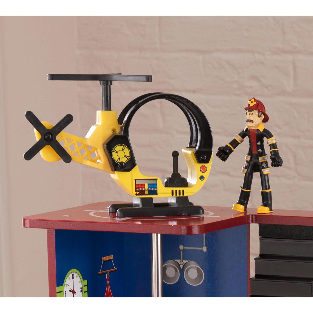 Wood Rescue Play Set with Ambulance, Fire Truck, Helicopter & 27 Pieces I241937