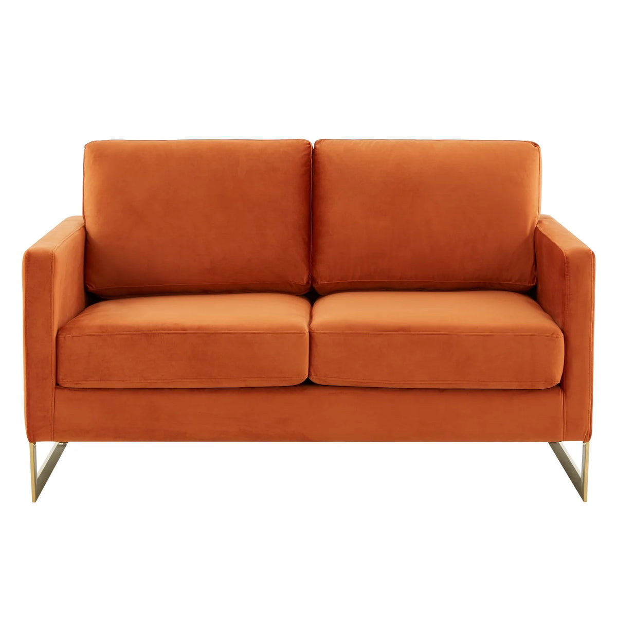 Upholstered Velvet Loveseat with Gold Frame O9501