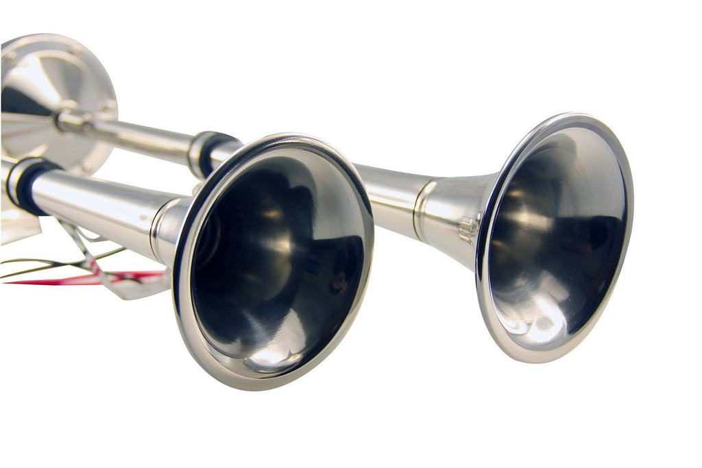Stainless Steel Dual Trumpet Horn 12V H104