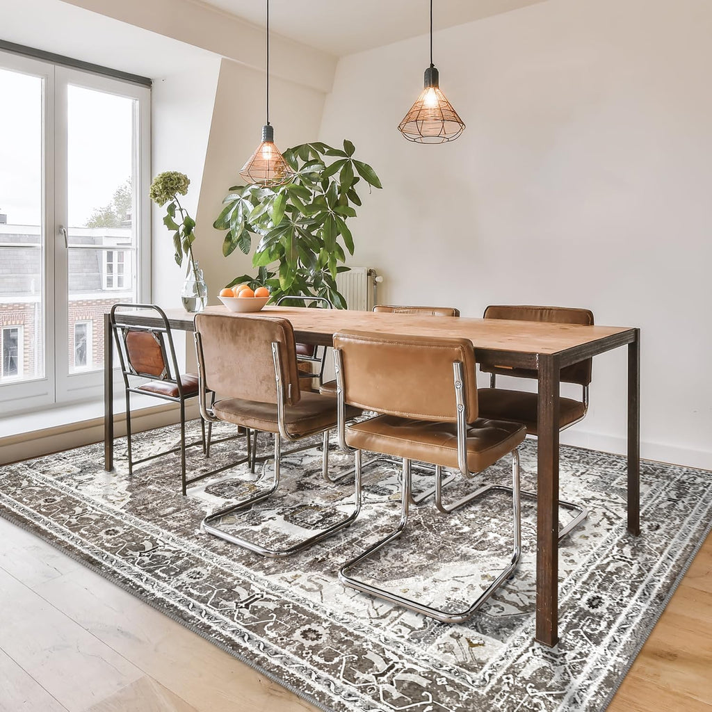 Machine Washable 5x7 Non-Slip Low Pile Area Rug R60489