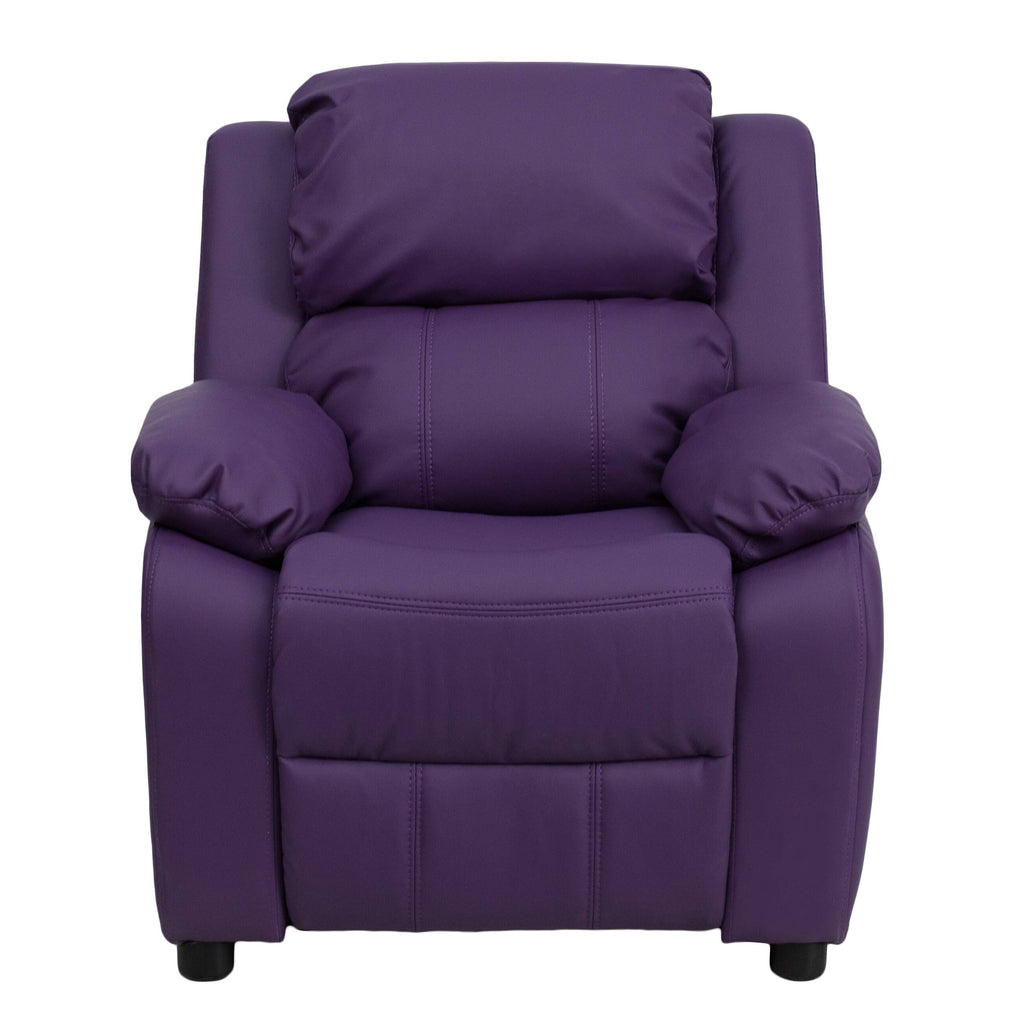 Green Vinyl Kids Recliner with Storage Arms M249732
