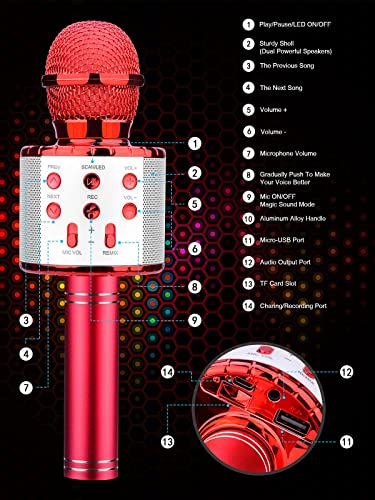 4 in 1 Wireless Karaoke Microphone with LED Lights S5398