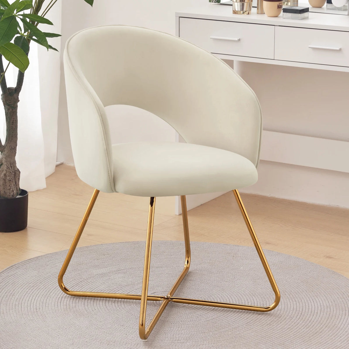 Khaki Velvet Upholstered Accent Chair K2883