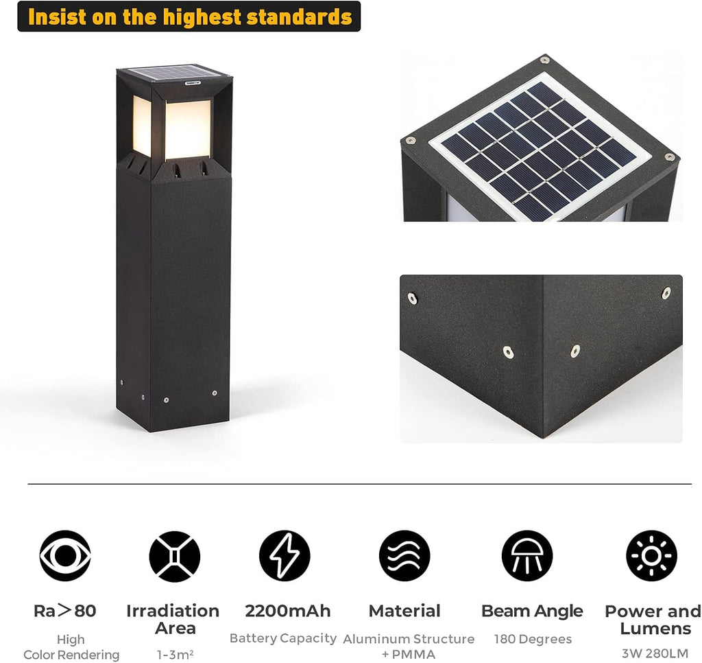 32 Inches Solar Landscape Path Light with IP54 Waterproof 3000K LED Outdoor Bollard Lighting O549773