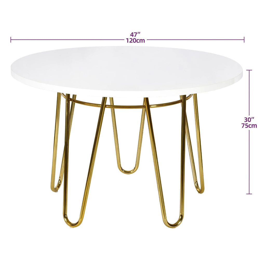47'' Round Dining Table with Metal Legs V7673
