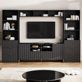 Black 4-Piece TV Stand with 13 Shelves, 8 Drawers and 2 Cabinets P86484