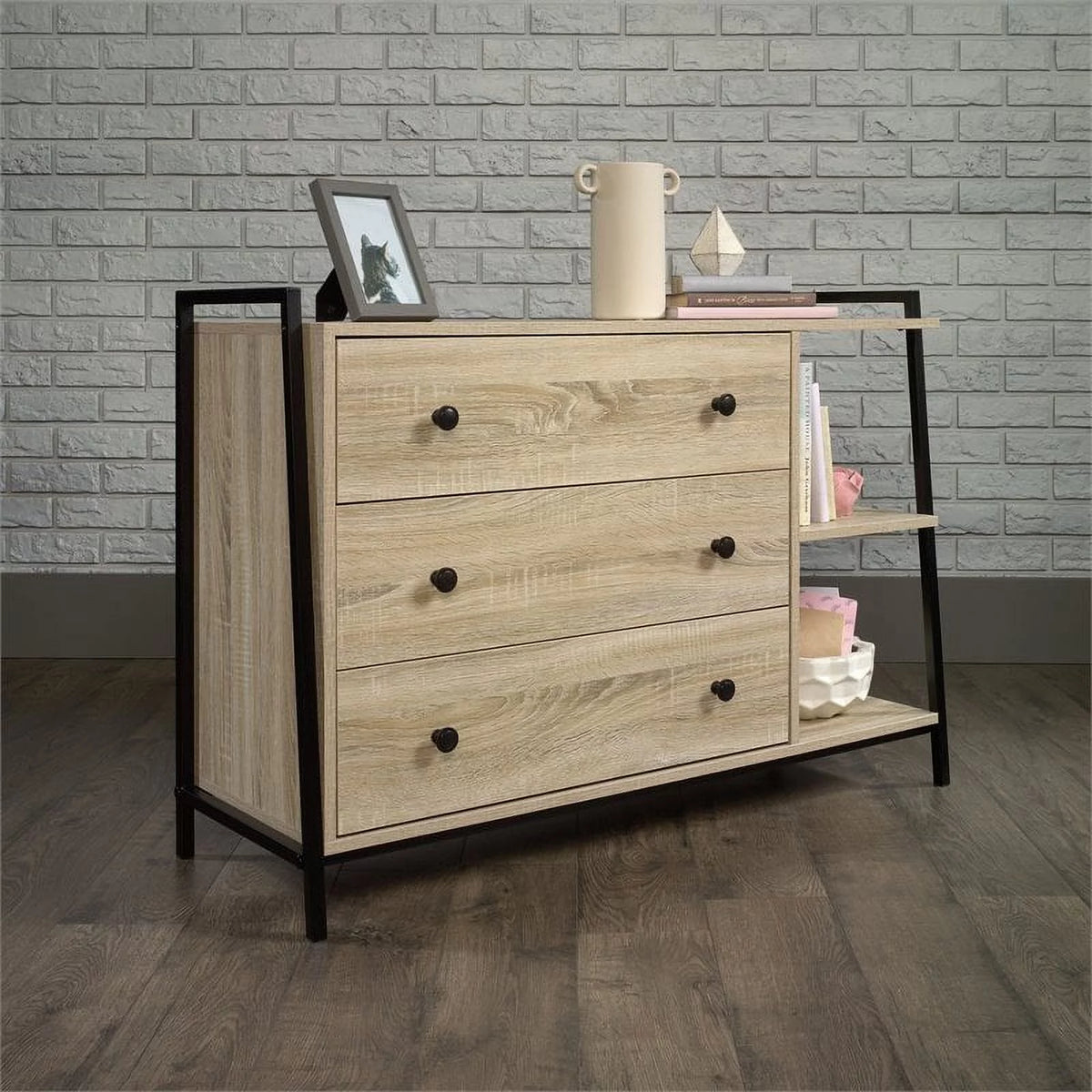 3 Drawer Engineered Wood and Metal Dresser W283153