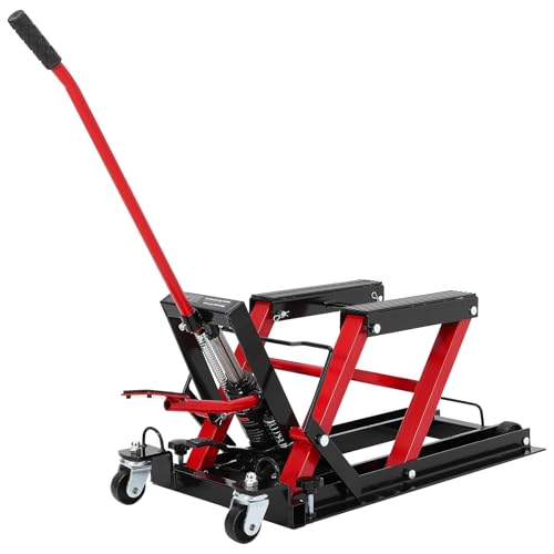 Red Hydraulic Motorcycle Lift Jack 1500Lb Capacity Scissor Jack T301