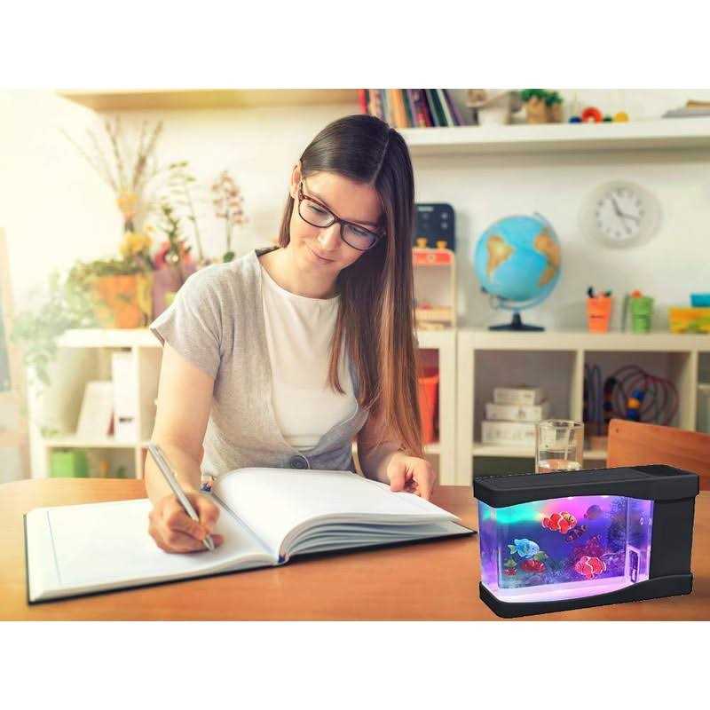Artificial Fish Mini LED Aquarium Multi Colored LED Swimming Fish Tank with Bubbles E967520