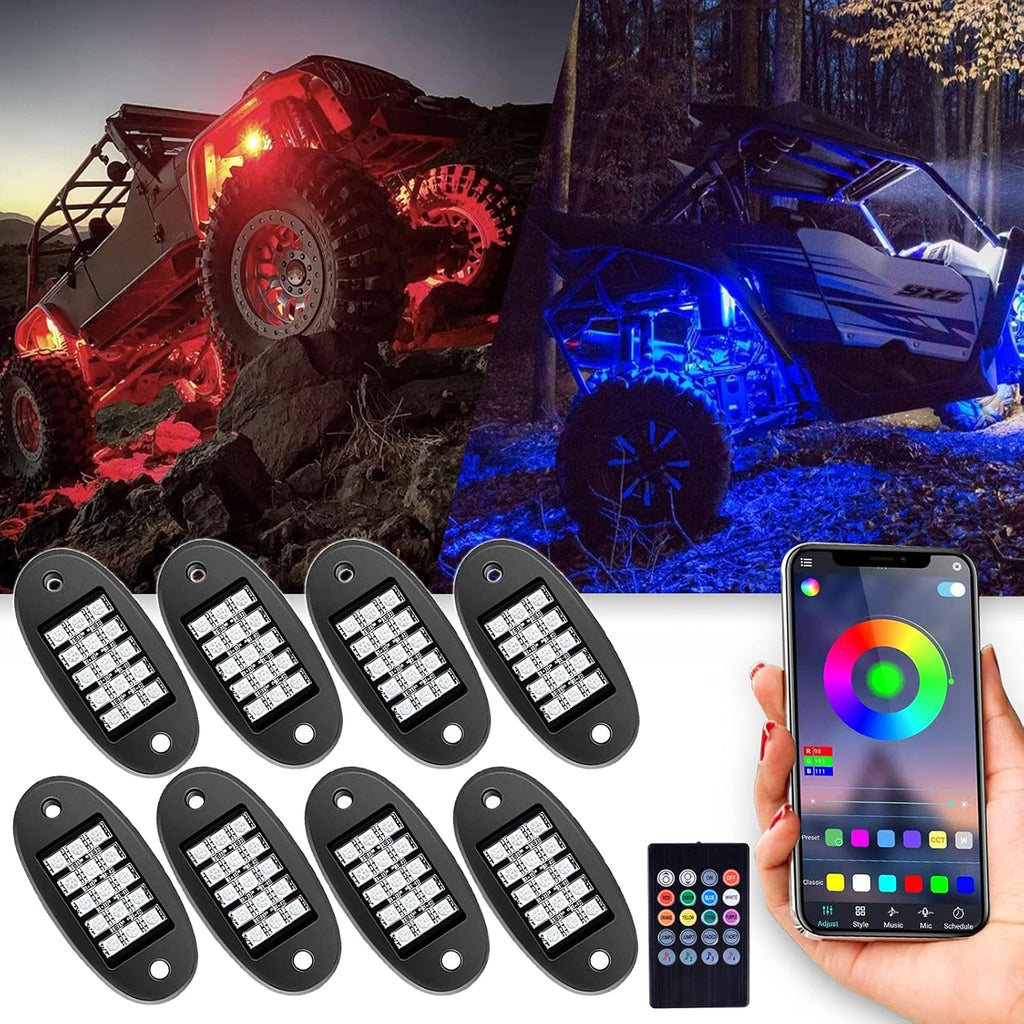 RGB LED Rock Lights 120 LEDs Waterproof 8Pods W694714