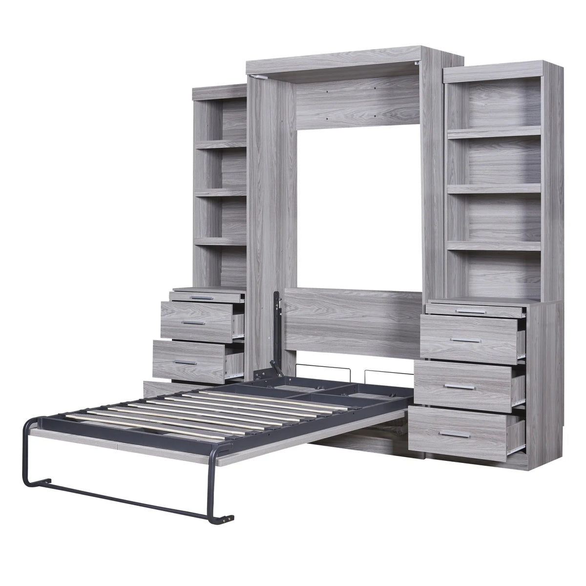 Twin Size Murphy Bed with Wardrobe and Drawers V678677