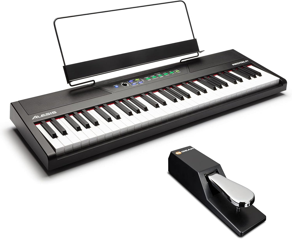 61 Key Digital Piano Keyboard with Semi Weighted Keys, 10 Voices, Sustain Pedal and Headphones C209