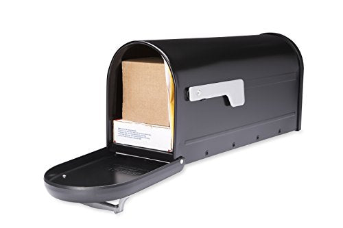 Black Aluminum Mailbox Post and Galvanized Steel Post-Mount Mailbox K161907