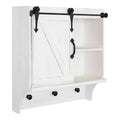 White Decorative Farmhouse Cabinet Wall Organizer with Sliding Barn Door and 3 Knobs T837324