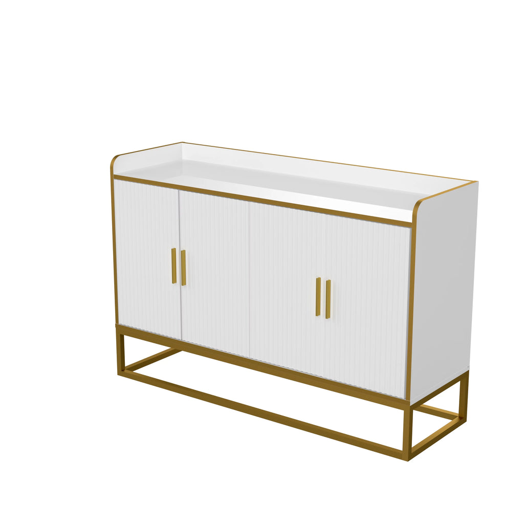 White Gloss Storage Cabinet with Metal Legs X6493