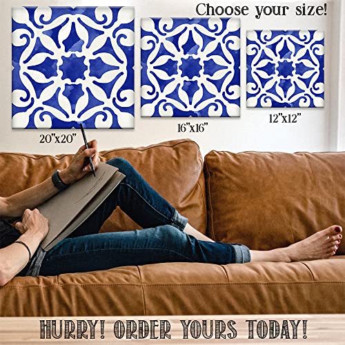 Blue Mosaic 4 Panels Canvas Paintings (12" x 12") E564717