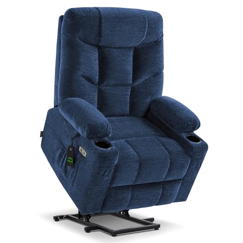 Navy Blue Fabric Power Lift Recliner Chair Y46739