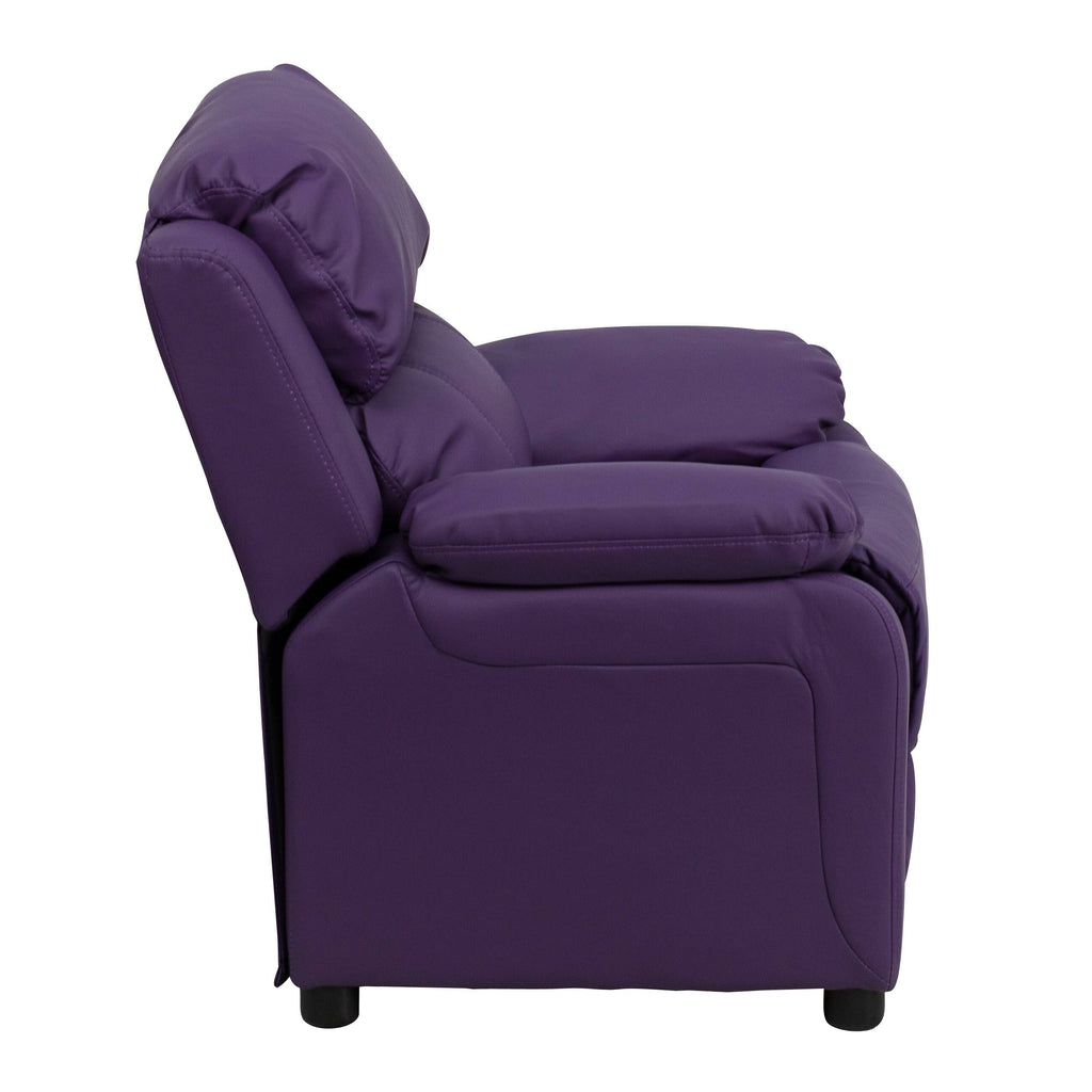 Green Vinyl Kids Recliner with Storage Arms M249732