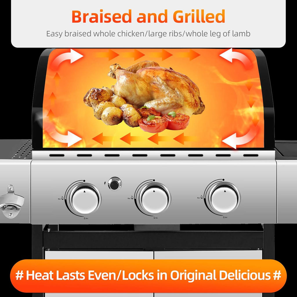 Portable 2 Burners Propane Gas Grill with Storage Shelf P213615
