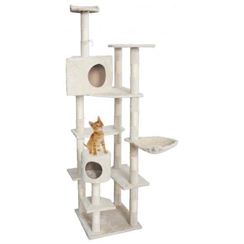 Beige Cat Tree Condo Furniture Scratching Post A9383