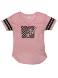 Pink & Black Hi-Low T-Shirt Q32462