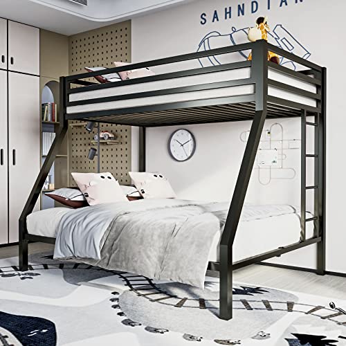 Metal Loft Bunk Bed Twin Over Twin Size with Guardrail and Ladder X7358