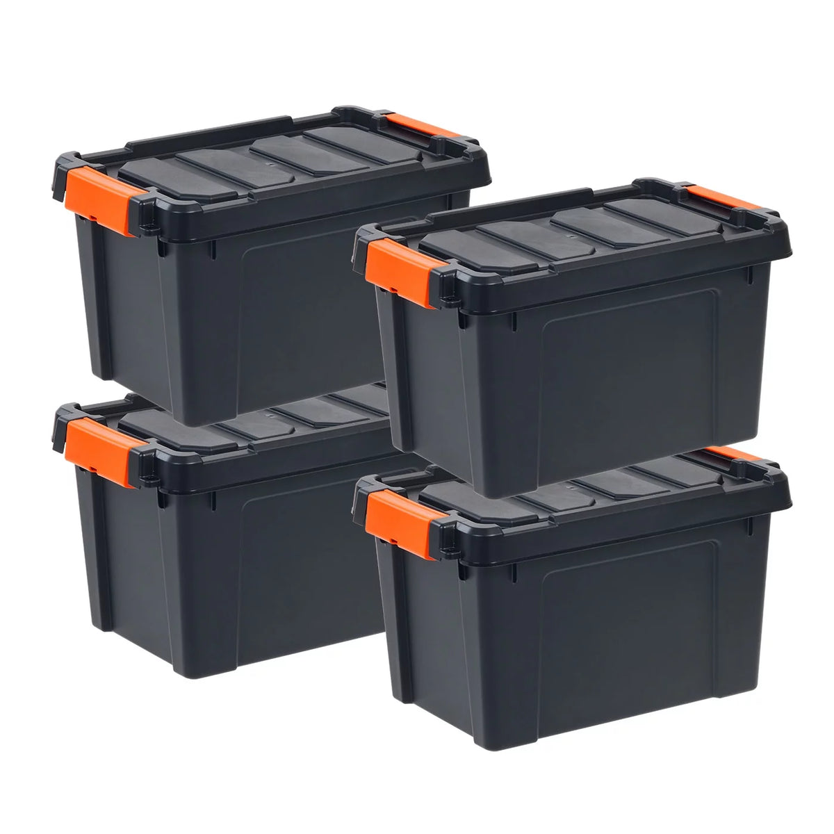 5 Gallon Heavy Duty Plastic Storage Bin Black, Set of 4 A39820