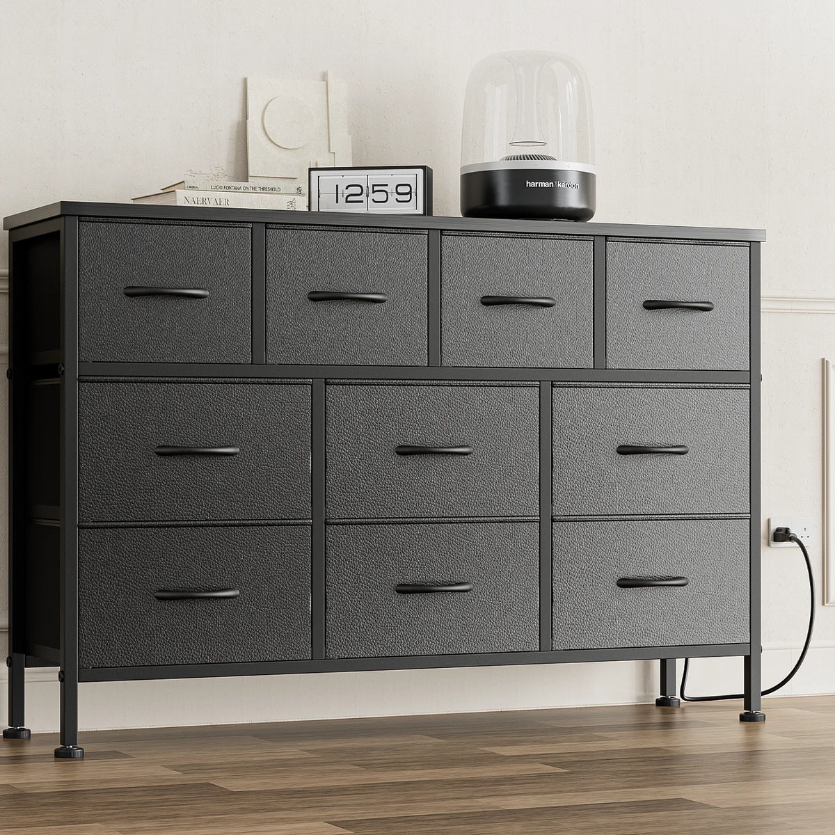 Brown 10 Drawer Fabric Dresser TV Stand Z197560