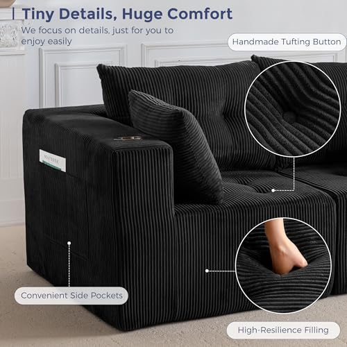 U Shaped Modular Sectional Sofa with 2 Ottomans Grey H485