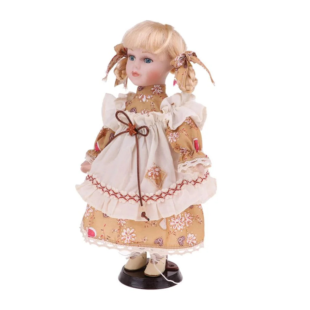 30cm Porcelain Doll Figure with Stand B8049