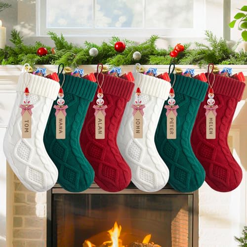 18” Large Knitted Christmas Stockings 6 Pack Y51828